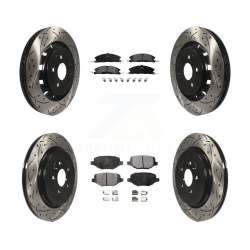 TRANSIT AUTO Front Rear Drill Slot Brake Rotors Semi-Metallic Pad Kit for Ford Explorer Police Utility Kdf-100232