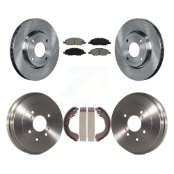 TRANSIT AUTO Front Rear Disc Brake Rotors Semi-Metallic Pad Drum Kit for 2008 Nissan Versa 4-Wheel Abs K8S-103586