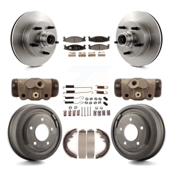 TRANSIT AUTO Front Rear Brake Rotor Semi-Metallic Pad And Drum Kit (9PC) for Ford E-150 Econoline Club K8F-103136