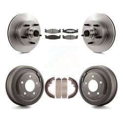 TRANSIT AUTO Front Rear Brake Rotor Hub Semi-Metallic Pad Drum Kit for Ford E-150 Econoline Club Wagon K8S-103464