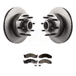 TRANSIT AUTO Front Disc Brake Rotors Hub And Semi-Metallic Pad Kit for Ford E-450 Econoline Super Duty K8F-100670
