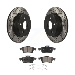 TRANSIT AUTO Rear Drilled Slot Disc Brake Rotors Ceramic Pad Kit for Ford Escape Transit Connect C-Max Kdt-100466