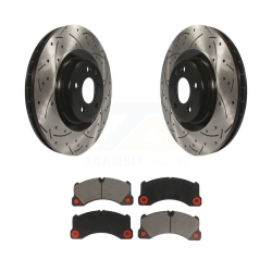 TRANSIT AUTO Front Coated Drilled Slotted Disc Brake Rotor Ceramic Pad Kit for 2017 Porsche Macan Base Kdc-100282