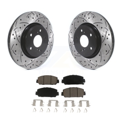TRANSIT AUTO Front Coated Drilled Slotted Disc Brake Rotors And Ceramic Pads Kit for Honda Cr-V Hr-V Kdc-100229