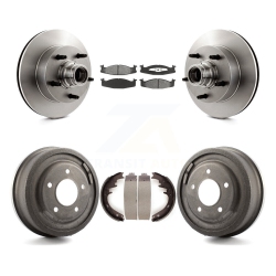 TRANSIT AUTO Front Rear Brake Rotor Hub Semi-Metallic Pad Drum Kit for Ford E-150 Econoline Club Wagon K8S-103466