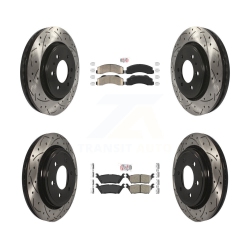 TRANSIT AUTO Front Rear Ceramic Pads And Coated Drilled Slotted Disc Brake Rotors Kit for Ford F-150 Kda-102483