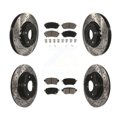 TRANSIT AUTO Front Rear Drilled Slot Brake Rotor Ceramic Pad Kit for 19-21 Mazda 6 Naturally Aspirated Kdc-100569