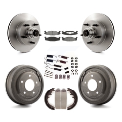 TRANSIT AUTO Front Rear Brake Rotor Hub Semi-Metallic Pad Drum Kit (7PC) for Ford E-150 Econoline Club K8S-102193