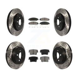 TRANSIT AUTO Front Rear Drilled Slot Brake Rotors Semi-Metallic Pad Kit for Dodge Charger Chrysler 300 Kds-100229