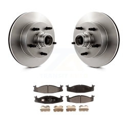 TRANSIT AUTO Front Disc Brake Rotors Hub And Semi-Metallic Pad Kit for Ford E-150 Econoline Club Wagon K8F-100668