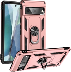 CSMART 【】 Anti-Drop Hybrid Magnetic Hard Armor Case With Ring Holder for Google Pixel 8 (6.2") 2023, Rose In Gold