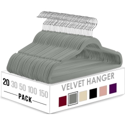 UTOPIA Home Premium Velvet Hangers 20 Pack - Non-Slip Clothes Suit With 360 Degree Rotatable Hook Heavy Duty Coat In Grey