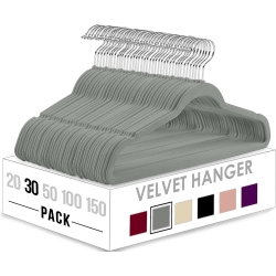 UTOPIA Home Premium Velvet Hangers 30 Pack - Non-Slip Clothes Suit With 360 Degree Rotatable Hook Heavy Duty Coat In Grey