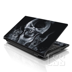 LSS 17 17.3 Inches Laptop Notebook Skin Sticker \w 2 Wrist Pads - Reusable Cover Protector Vinyl Sticker Cover Decal Fits 17" - 19" - Smoke Skull