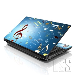LSS 15 15.6 Inches Laptop Notebook Skin Sticker \w 2 Wrist Pads - Reusable Cover Protector Vinyl Sticker Cover Decal Fits 13" - 16" - Music Notes