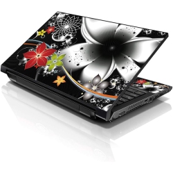 LSS 15 15.6 Inches Laptop Notebook Skin Sticker \w 2 Wrist Pads - Reusable Cover Protector Vinyl Sticker Cover Decal Fits 13" - 16" - And Grey