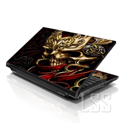 LSS 15 15.6 Inches Laptop Notebook Skin Sticker \w 2 Wrist Pads - Reusable Cover Protector Vinyl Sticker Cover Decal Fits 13" - 16" - Colorful Skull
