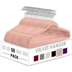 UTOPIA Home Premium Velvet Hangers 50 Pack - Non-Slip Clothes Suit With 360 Degree Rotatable Hook Heavy Duty Coat In Pink