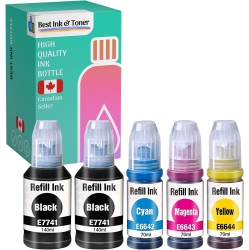 INKHOUSE Bestink Compatible Ink Bottle Replacements for 774 & 664 (2 Black, 1 Cyan, 1 Magenta, 1 Yellow, 5-Pack) T774, T664 for Use In Expression