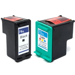 INKHOUSE Bestink Compatible for HP 74Xl & 75Xl And Tri-Color High Yield Inkjet Cartridges Combo In Black