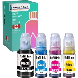 INKHOUSE Bestink Compatible Ink Bottle Replacements for 774 & 664 (1 Black, 1 Cyan, 1 Magenta, 1 Yellow, 4-Pack) T774, T664 for Use In Expression