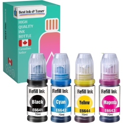 INKHOUSE Bestink Compatible Ink Bottle Replacements for 664 T664 (1 Black, 1 Cyan, 1 Magenta, 1 Yellow, 4-Pack) T664