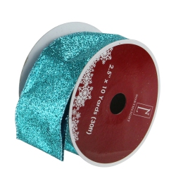 NORTHLIGHT Pack Of 12 Shimmering Teal Solid Wired Christmas Craft Ribbon - 2.5" X 120 Yards In Green