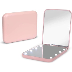 ULTREND Led Lighted Compact Travel Makeup Mirror, 1X/3X Magnification, Folding Handheld Purse Mirror, Portable Pocket Mirror \w Light, Perfect For