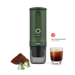 OUTIN Nano Portable Electric Espresso Machine, 3 Mins Fast Self-Heating, Mini Small, Christmas Gift, Coffee Maker, Ns Capsule & Ground Coffee For