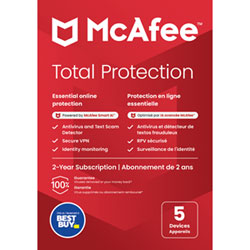 McAfee Total Protection (Windows/Mac/Android/iOS) - 5 Devices - 1 Year - Digital Download
