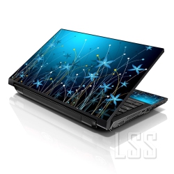 LSS 17 17.3 Inches Laptop Notebook Skin Sticker \w 2 Wrist Pads - Reusable Cover Protector Vinyl Sticker Cover Decal Fits 17" - 19" - Floral Pattern