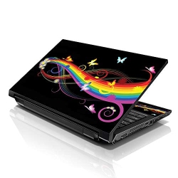 LSS 15 15.6 Inches Laptop Notebook Skin Sticker \w 2 Wrist Pads - Reusable Cover Protector Vinyl Sticker Cover Decal Fits 13" - 16" - Rainbow