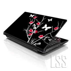 LSS 15 15.6 Inches Laptop Notebook Skin Sticker \w 2 Wrist Pads - Reusable Cover Protector Vinyl Sticker Cover Decal Fits 13" - 16" - Pink Floral