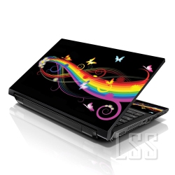 LSS 17 17.3 Inches Laptop Notebook Skin Sticker \w 2 Wrist Pads - Reusable Cover Protector Vinyl Sticker Cover Decal Fits 17" - 19" - Rainbow