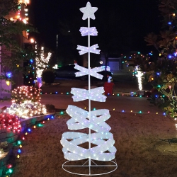GYMAX Pre-Lit Spiral Christmas Tree Light Up Artificial Tree W/ 341 Led Lights Holiday Decoration