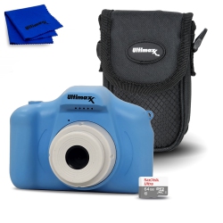 ULTIMAXX Digital Video Recorder Camera (Blue) Kids Teens Ages 8-12 Beginners With Games 32GB Micro Sd Holiday Christmas Gift Kit