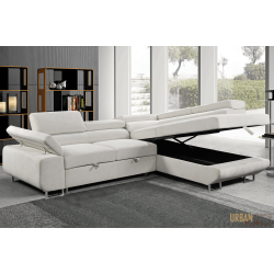 URBAN CALI Hollywood Sleeper Sectional Sofa Bed With Adjustable Headrests And Storage Chaise (Cream, Right Facing Chaise)