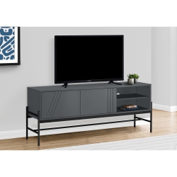 MONARCH SPECIALTIES I 2739 - Tv Stand, 60 Inch, Console, Media Entertainment Center, Storage Cabinet, Living Room, Bedroom, Grey Laminate Metal