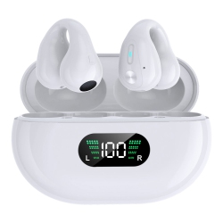 ALPHA DIGITAL Wireless Tws Bluetooth 5.3 Earbuds-Open Ear/clip-On- 18-Hr Playtime, Hifi Stereo, Touch Ctrls, 350Mah Case-White
