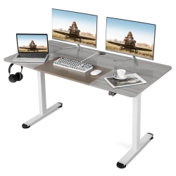 TOPBUY Height Adjustable Electric Standing Desk 55" X 28" Sit to Stand Electric Desk W/ Metal Frame & Powerful Motor Natural / Rustic / Gray / Oak