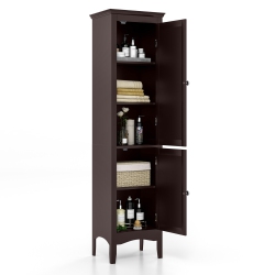 TOPBUY Freestanding Bathroom Storage Cabinet Tall Narrow Storage Cabinet With 1 Adjustable Shelf 1 Drawer And 2 Doors Gray/coffee/black/white