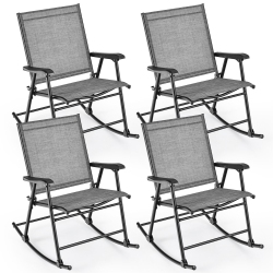 GYMAX Set Of 4 Patio Rocking Char Outdoor Folding Rocker W/ Sturdy Metal Frame