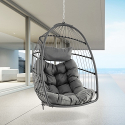 GYMAX Hanging Egg Chair Swing Chair Without Stand W/ Comfrotable Head Pillow & Soft Cushion