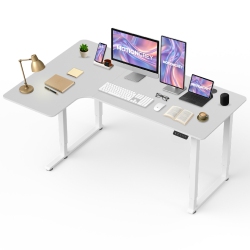 MOTIONGREY Pro Adjustable Left L-Shaped Electric Standing Desk \w Memory Settings - 63"x43" Top Frame - Ergonomic Desk for Home And Office - \w