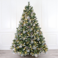 HOLIDAY STUFF 5Ft Frosted Spruce Christmas Tree Pre-Lit With Led Lights In White