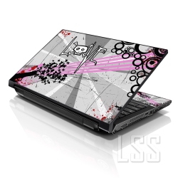LSS 15 15.6 Inches Laptop Notebook Skin Sticker \w 2 Wrist Pads - Reusable Cover Protector Vinyl Sticker Cover Decal Fits 13" - 16" - Love Skull