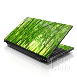 LSS 17 17.3 Inches Laptop Notebook Skin Sticker \w 2 Wrist Pads - Reusable Cover Protector Vinyl Sticker Cover Decal Fits 17" - 19" - Bamboo In