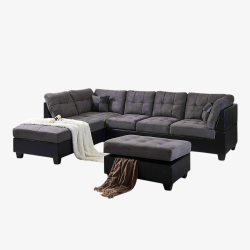 COSMIC HOMES CANADA Cosmic Homes Eva Sectional Sofa Set With Lhf Chaise & Storage Ottoman - In Grey