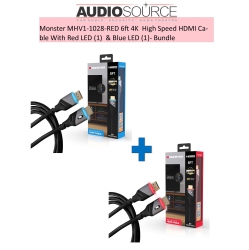 MONSTER Mhv1-1028- 6Ft 4K High Speed HDMI Cable With Led (1) & Blue Led (1)- Bundle In Red