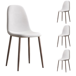AYKAH Sera Dining Chair Set Of 4, Upholstered Velvet Dining Chairs for Kitchen, Dining Room, Pre Assembled Side Chairs (Light Grey)